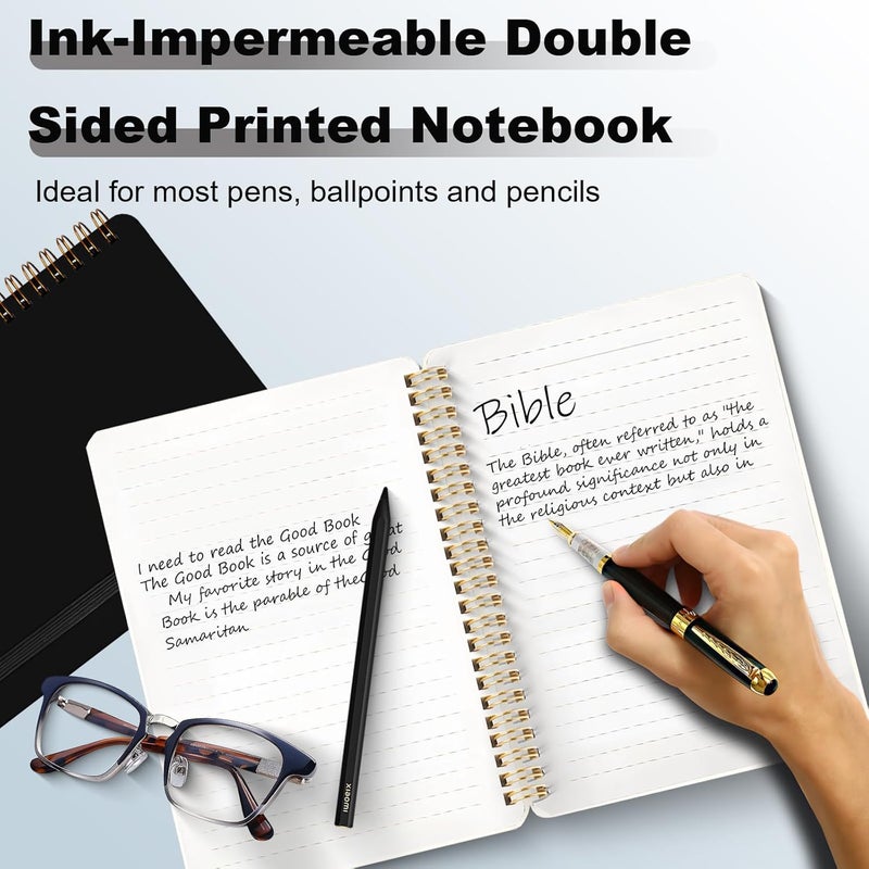 DMSVK 4 PCS Spiral Notebook, Spiral Journal Notebook, Notebooks for Work, Note Taking, School, Small Notebooks with Strap, Cute Notebooks for Women (Black) - Image 5